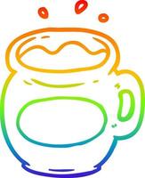 rainbow gradient line drawing mug of coffee vector