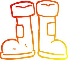 warm gradient line drawing cartoon wellington boot vector