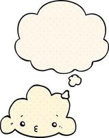 cartoon cloud and thought bubble in comic book style vector