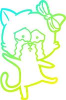 cold gradient line drawing cartoon cat vector