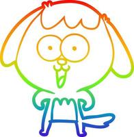 rainbow gradient line drawing cute cartoon dog vector