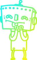 cold gradient line drawing cartoon robot vector