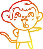 warm gradient line drawing crazy cartoon monkey in dress vector