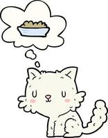 cartoon cat and food and thought bubble vector