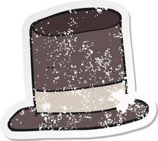 retro distressed sticker of a cartoon top hat vector