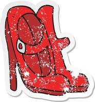 retro distressed sticker of a cartoon high heeled shoes vector