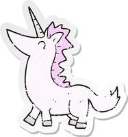 retro distressed sticker of a cartoon unicorn vector