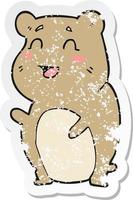 retro distressed sticker of a cartoon cute hamster vector