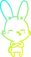 cold gradient line drawing curious bunny cartoon vector