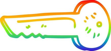 rainbow gradient line drawing cartoon gold key vector