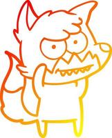 warm gradient line drawing cartoon grinning fox vector