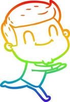 rainbow gradient line drawing cartoon friendly man vector