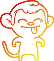 warm gradient line drawing funny cartoon monkey vector