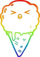 rainbow gradient line drawing cartoon ice cream vector