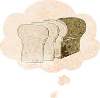cartoon sliced bread and thought bubble in retro textured style vector