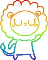 rainbow gradient line drawing cartoon lion vector