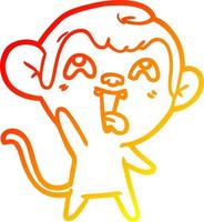 warm gradient line drawing crazy cartoon monkey vector