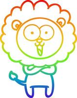 rainbow gradient line drawing happy cartoon lion vector