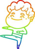 rainbow gradient line drawing cartoon friendly man vector