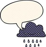 cartoon storm cloud and speech bubble in comic book style vector
