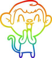 rainbow gradient line drawing cartoon laughing monkey vector