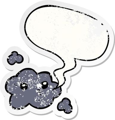 cute cartoon cloud and speech bubble distressed sticker