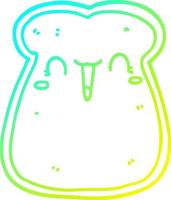 cold gradient line drawing cute cartoon slice of toast vector