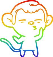 rainbow gradient line drawing cartoon suspicious monkey vector