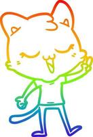 rainbow gradient line drawing cartoon cat vector