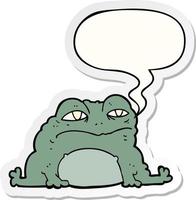 cartoon toad and speech bubble sticker vector