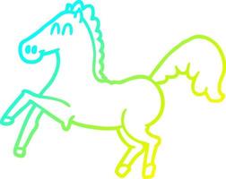 cold gradient line drawing cartoon horse rearing up vector