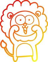 warm gradient line drawing happy cartoon lion vector