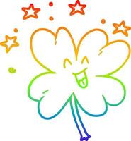 rainbow gradient line drawing happy cartoon four leaf clover