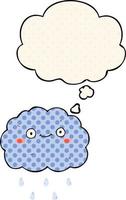 cute cartoon cloud and thought bubble in comic book style vector