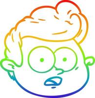 rainbow gradient line drawing cartoon male face vector