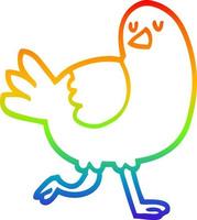 rainbow gradient line drawing cartoon bird running vector