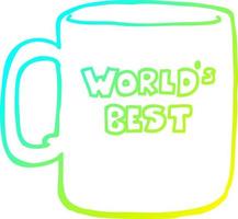 la mejor taza del dibujo lineal de gradiente frío del mundo vector