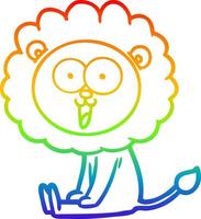 rainbow gradient line drawing happy cartoon lion vector