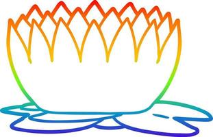 rainbow gradient line drawing cartoon waterlily vector