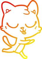 warm gradient line drawing cartoon cat hissing vector