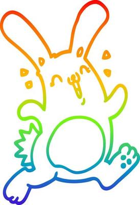 rainbow gradient line drawing cartoon rabbit