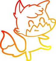 warm gradient line drawing cartoon friendly fox vector