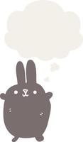 cartoon rabbit and thought bubble in retro style vector