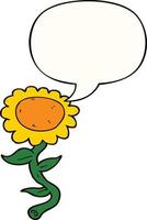 cartoon sunflower and speech bubble vector