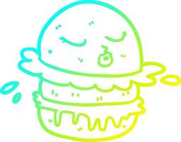 cold gradient line drawing cartoon fast food burger