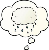 cartoon rain cloud and thought bubble in smooth gradient style vector