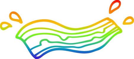 rainbow gradient line drawing cartoon sizzling bacon vector