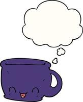 cartoon cup of coffee and thought bubble vector