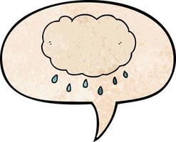 cartoon rain cloud and speech bubble in retro texture style vector