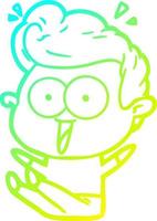 cold gradient line drawing cartoon staring man vector